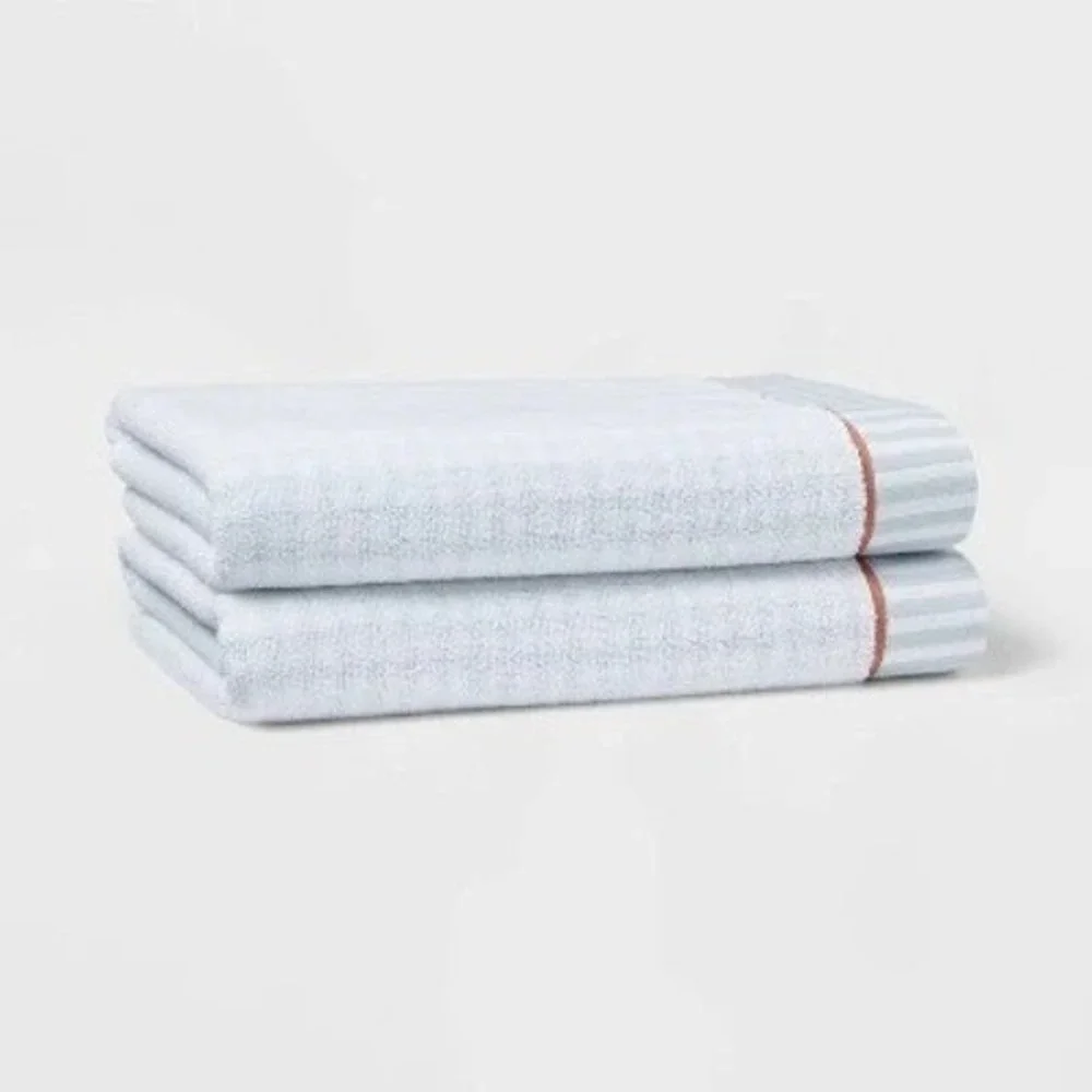2pc‎ Traditional Gingham Plaid Bath Towel Set Blue - Threshold Target